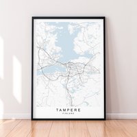 Tampere Stadt Karte Print Poster Minimalist Home Finnland Wall Art Decor von kazaloop