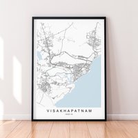 Visakhapatnam Stadt Indien Karte Druck Poster Minimalist Home Wand Kunst Dekor von kazaloop