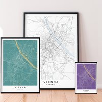 Wien Karte Print Minimalist Home Stadt Österreich Poster Wanddeko Wien Karte Print Minimalist Home Stadt Österreich Poster Wanddeko von kazaloop