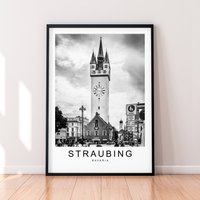 straubing Bayern Deutschland Kirche Druck Minimalist Home Travel Poster Wall Decor von kazaloop