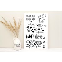 Rub-On Sticker Bogen Din A4 Für Valentinstag Deko/Fenstersticker Vasen Etc. - Verschiedene Sets von kbPhotographieDesign