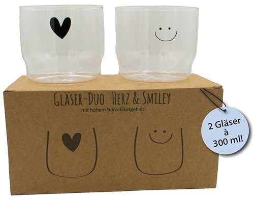 kda Gläser Duo (2x300ml) aus hochwertigem Borosilikatglas Aesthetic Matcha Trinkgläser Modern Wassergläser Glasses Wasserglas klein Eiskaffee Gläser von kda