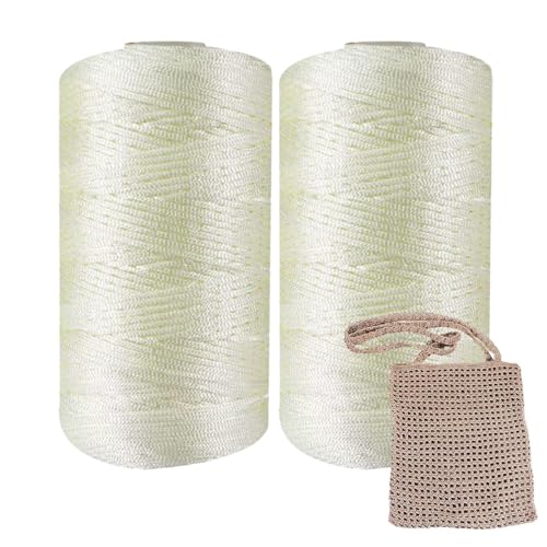 2 Stück 100 G Häkelgarn, Handgewebtes Leichtes Eisseidengarn, Polyester-Hohlgarn, Geeignet Für Coole Sommerhüte, Schuhe Und Taschen, Handgewebte Häkeltaschen Und Kissen (Creme) von kdkskss