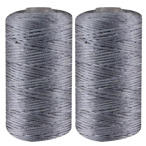 2 Stück 100 G Häkelgarn, Handgewebtes Leichtes Eisseidengarn, Polyester-Hohlgarn, Geeignet Für Coole Sommerhüte, Schuhe Und Taschen, Handgewebte Häkeltaschen Und Kissen (Grau) von kdkskss