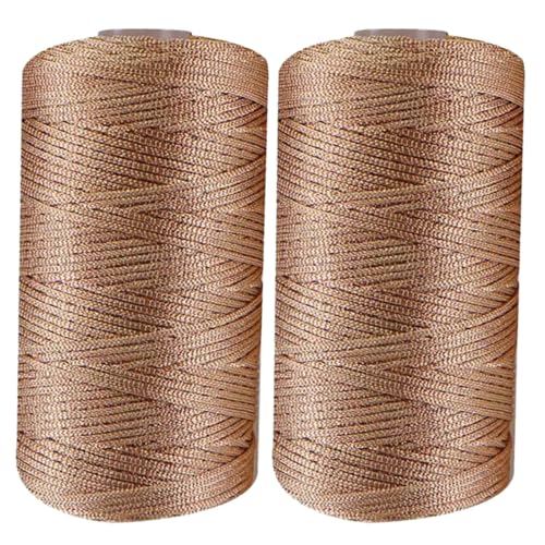 2 Stück 100 G Häkelgarn, Handgewebtes Leichtes Eisseidengarn, Polyester-Hohlgarn, Geeignet Für Coole Sommerhüte, Schuhe Und Taschen, Handgewebte Häkeltaschen Und Kissen (Leichter Kaffee) von kdkskss