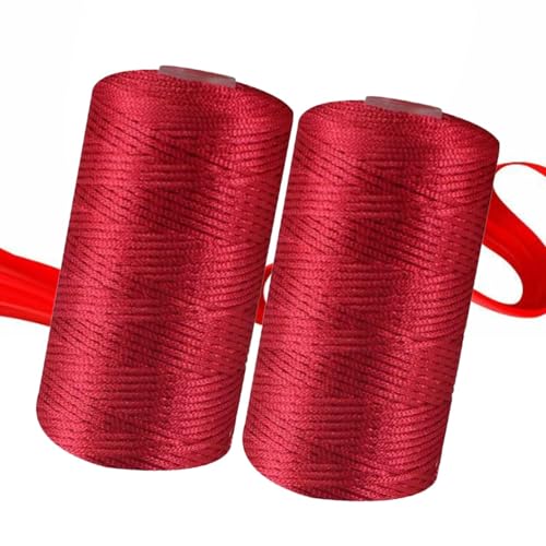 2 Stück 100 G Häkelgarn, Handgewebtes Leichtes Eisseidengarn, Polyester-Hohlgarn, Geeignet Für Coole Sommerhüte, Schuhe Und Taschen, Handgewebte Häkeltaschen Und Kissen (Weinrot) von kdkskss