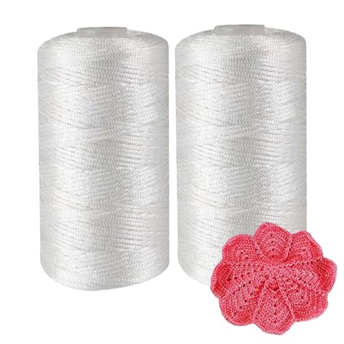 2 Stück 100 G Häkelgarn, Handgewebtes Leichtes Eisseidengarn, Polyester-Hohlgarn, Geeignet Für Coole Sommerhüte, Schuhe Und Taschen, Handgewebte Häkeltaschen Und Kissen (rein Weiß) von kdkskss