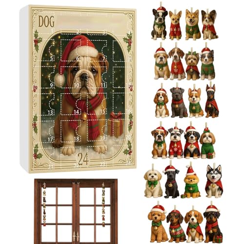 kdkskss 24 Tage Hund Adventskalender | 2D-Acryl Charm Adventskalender Set für Hundeliebhaber,Süßer aufhängbarer Tieranhänger,Fenster Balkon Haustür Auto Vorbau Rucksack Rückspiegel kdkskss 24 Tage Hund Adventskalender | 2D-Acryl Charm Adventskalender Set für Hundeliebhaber,Süßer aufhängbarer Tieranhänger,Fenster Balkon Haustür Auto Vorbau Rucksack Rückspiegel von kdkskss