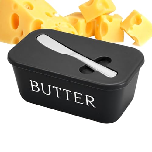 kdkskss Butterbehälter,Butterdose Mit Deckel - Mit Messer Luftdichter Käsebehälter Für Kochen Servieren Camping Kühlschrank Küche von kdkskss