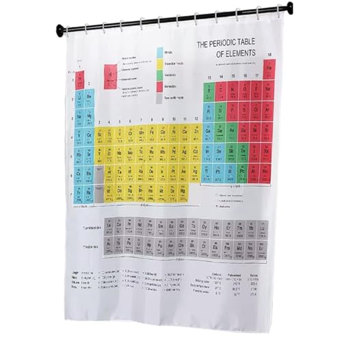 kdkskss Duschvorhang Periodischer Tisch Mit Elementen - Wasserdicht Eingedickter Periodenstoffe Duschvorhang Mit 12 Haken, Badezimmerbadvorhang Für Zuhause von kdkskss