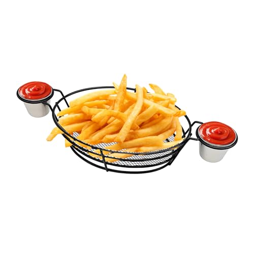 kdkskss Fast Food Körbe - Pommes Halter Körbe für Lebensmittel | Wiederverwendbare Servierhilfe Mit Dip Schalen Für Restaurant Zuhause Camping Party Kartoffelchips Snacks von kdkskss