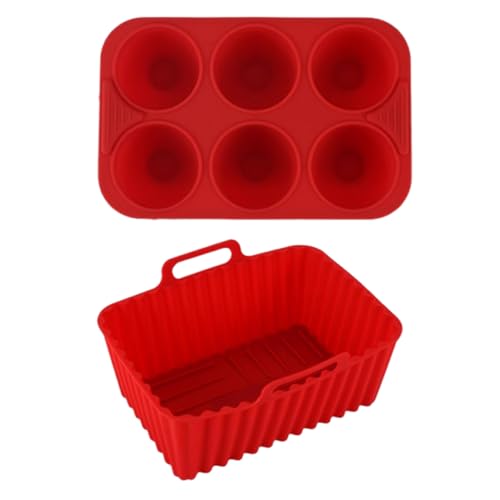 kdkskss Heißluftfritteuse Silikon Korb | Silikon Backeinsatz Airfryer Ersatz,Küchenhelfer Zum Backen Braten Aufwärmen Von Wurst Reste von kdkskss