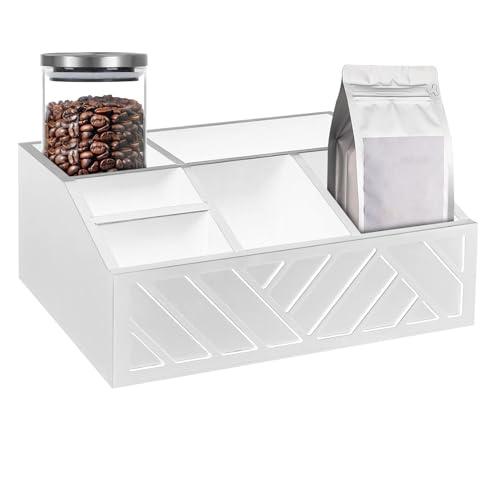 kdkskss Kaffee-Bar-Organizer Für Arbeitsplatte,Holz Rührer Theken Organizer | Küchenutensilien Mit Mehreren Fächern Für Zuhause Wohnheim Pausenraum von kdkskss