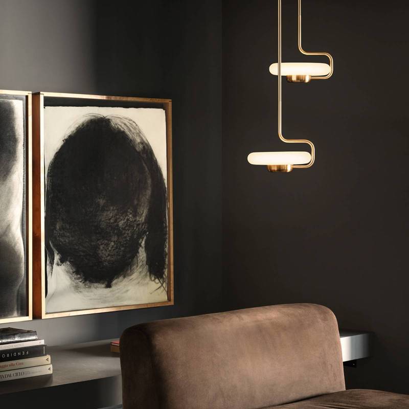 kdln LED-Hängeleuchte TRATTO, messing, Ø 27 cm, Metall/Glas von kdln
