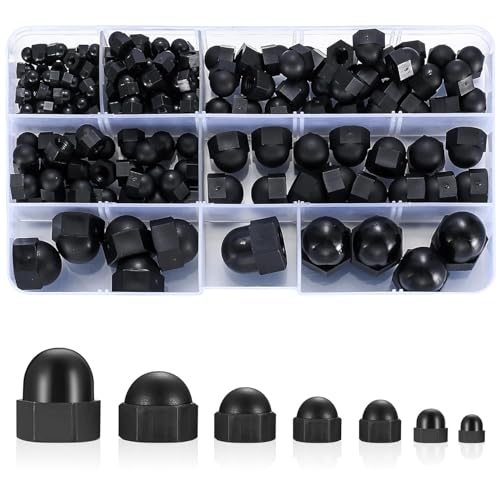 165 Stk Hutmuttern hohe Form Set, Schwarz Nylon Sechskant Hutmuttern, M3 M4 M5 M6 M8 M10 M12 Kappenmuttern, Hutmutter hohe Form Sechskantmutter Kappe für Gewindestangen Schrauben 165 Stk Hutmuttern hohe Form Set, Schwarz Nylon Sechskant Hutmuttern, M3 M4 M5 M6 M8 M10 M12 Kappenmuttern, Hutmutter hohe Form Sechskantmutter Kappe für Gewindestangen Schrauben von kebitedamai