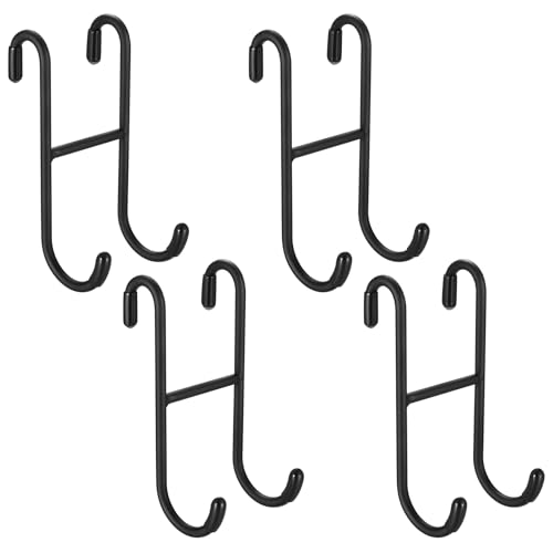 4 STK Duschhaken für Glaswand Ohne Bohren, Handtuchhalter Dusche Glaswand, Türhaken zum Einhängen mit Gummi, Handtuchhaken für Duschwand Bad Glasduschwand Duschabzieher Halterung(< 12mm, Schwarz) von kebitedamai