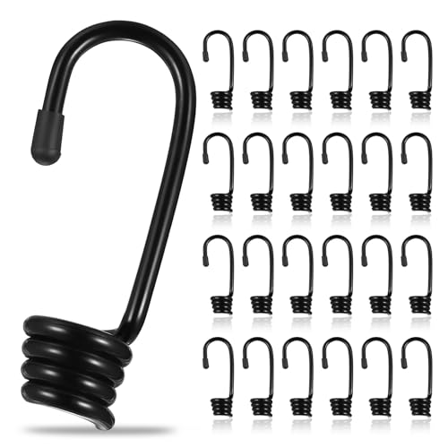 kebitedamai 24 Stück Spiralhaken für Gummiseil 9mm, Spiralhaken für Expanderseil 9mm, Gummiseile Expanderhaken Planenhaken, Spannhaken Gummispanner Seilhaken für Fahrrad Motorrad Bungee Seile(9mm) von kebitedamai