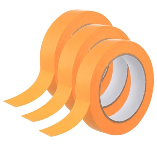 kebitedamai 3 Rollen für Goldband Klebeband Malerarbeiten, 24 mm x 50 m Malerkrepp Profi-Kreppband, Abklebeband Malerband, Malertape, Abdeckband Selbstklebend, Gold Washi Tape für präzise Farbkanten von kebitedamai
