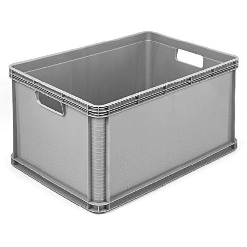 3 x 64 L Lagerkiste Euro Box Stapelbox Transportbox Palettenbox Kiste grau von keeeper