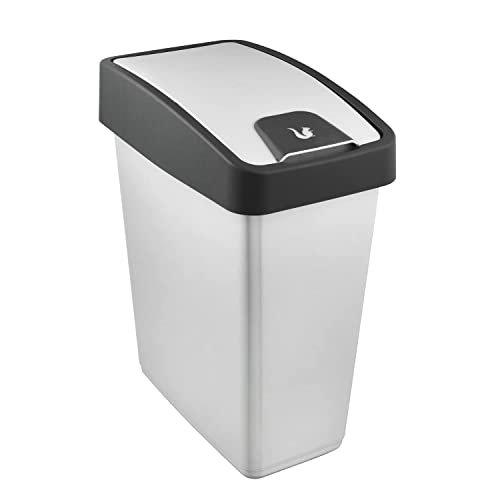 keeeper Premium Abfallbehälter mit Flip-Deckel, Soft Touch, 25 l, Magne, Silber von keeeper