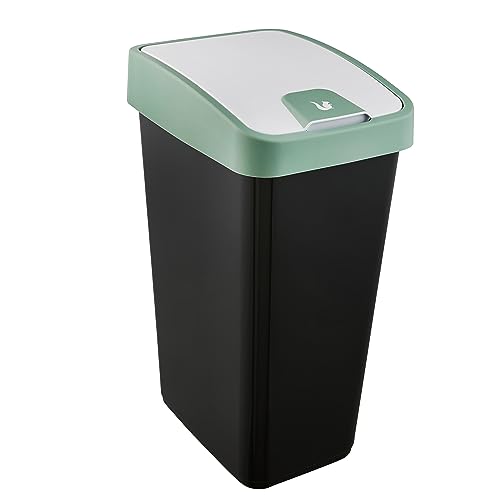 keeeper Premium Abfallbehälter mit Flip-Deckel, Soft Touch, 45 l, Magne, Nordic Green von keeeper