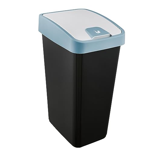 keeeper Premium Abfallbehälter mit Flip-Deckel, Soft Touch, 45 l, Magne, Nordic Blue von keeeper