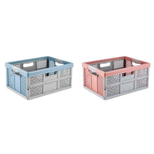 keeeper 4 x Stabile Profi-Klappbox mit Soft-Touch Griffen, 48 x 34,5 x 23,5 cm, 32 l, Lea, Colour Mix Set von keeeper