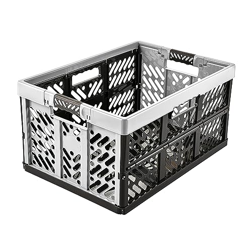 keeeper 4x Stabile Profi-Klappboxen mit Soft-Touch Griffen, 54 x 37 x 28 cm, 45 l, Ben, Hellgrau von keeeper