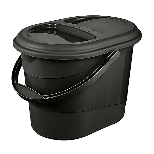 keeeper Bio-Eimer mit Deckel, 13 l, Ovaler Abfalleimer, Elsa, Eco Graphite (Grau) von keeeper