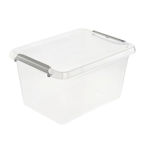 keeeper Aufbewahrungs-/Clipbox lara, 15,5 l, 39 x 29 x 21, Modular stapelbar, Clipdeckel zum Verschließen, Transparent von keeeper