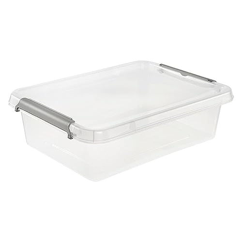 keeeper Aufbewahrungs-/Clipbox lara, 8,5 l, 39 x 29 x 11, Modular stapelbar, Clipdeckel zum Verschließen, Transparent von keeeper