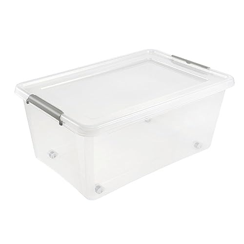 keeeper Aufbewahrungs-/Clipbox lars, 40 l, 58 x 39 x 25, Mit Rollen, Clipdeckel zum Verschließen, Transparent von keeeper