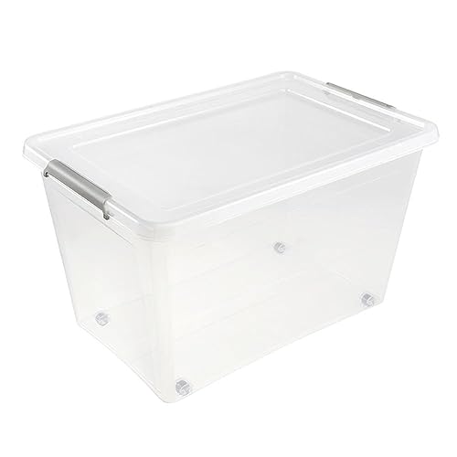 keeeper Aufbewahrungs-/Clipbox lars, 60 l, 58 x 39 x 35, Mit Rollen, Clipdeckel zum Verschließen, Transparent von keeeper