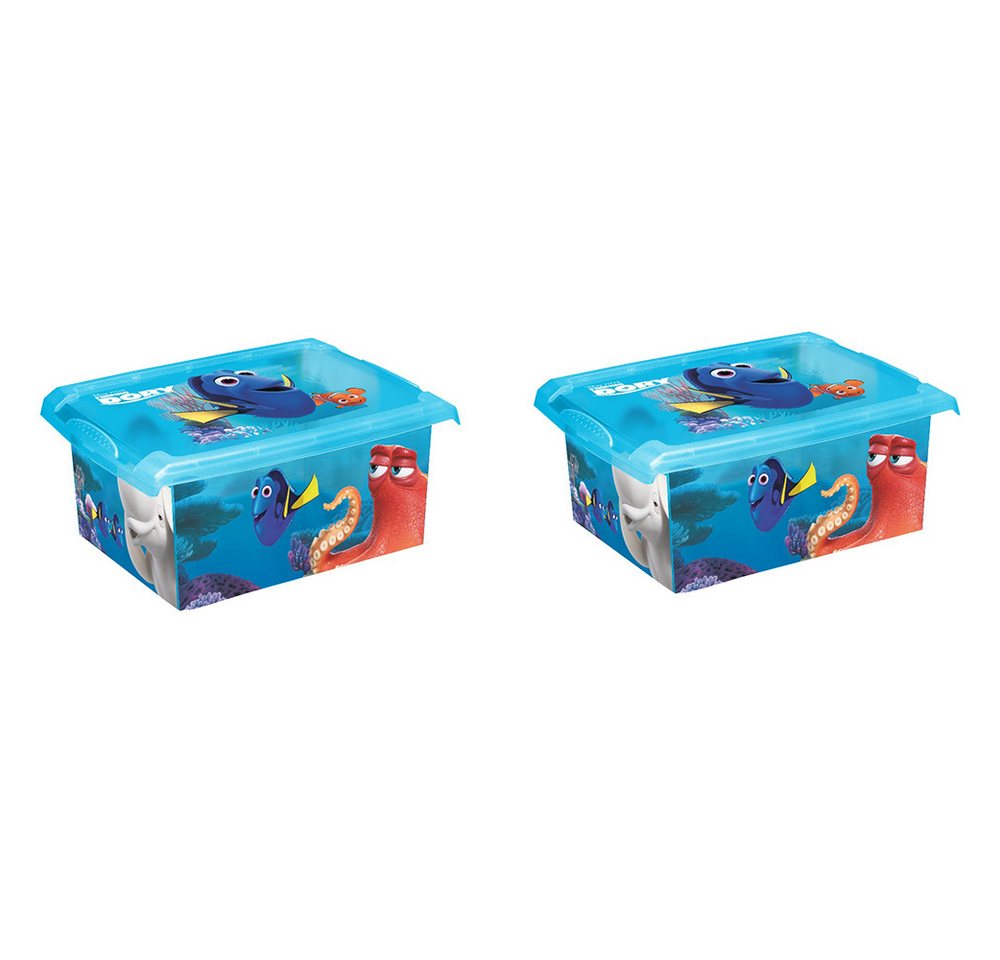 KiNDERWELT Aufbewahrungsbox 2 x Spielzeugbox Box Disney Findet Dorie 10 L, Mit Deckel von KiNDERWELT