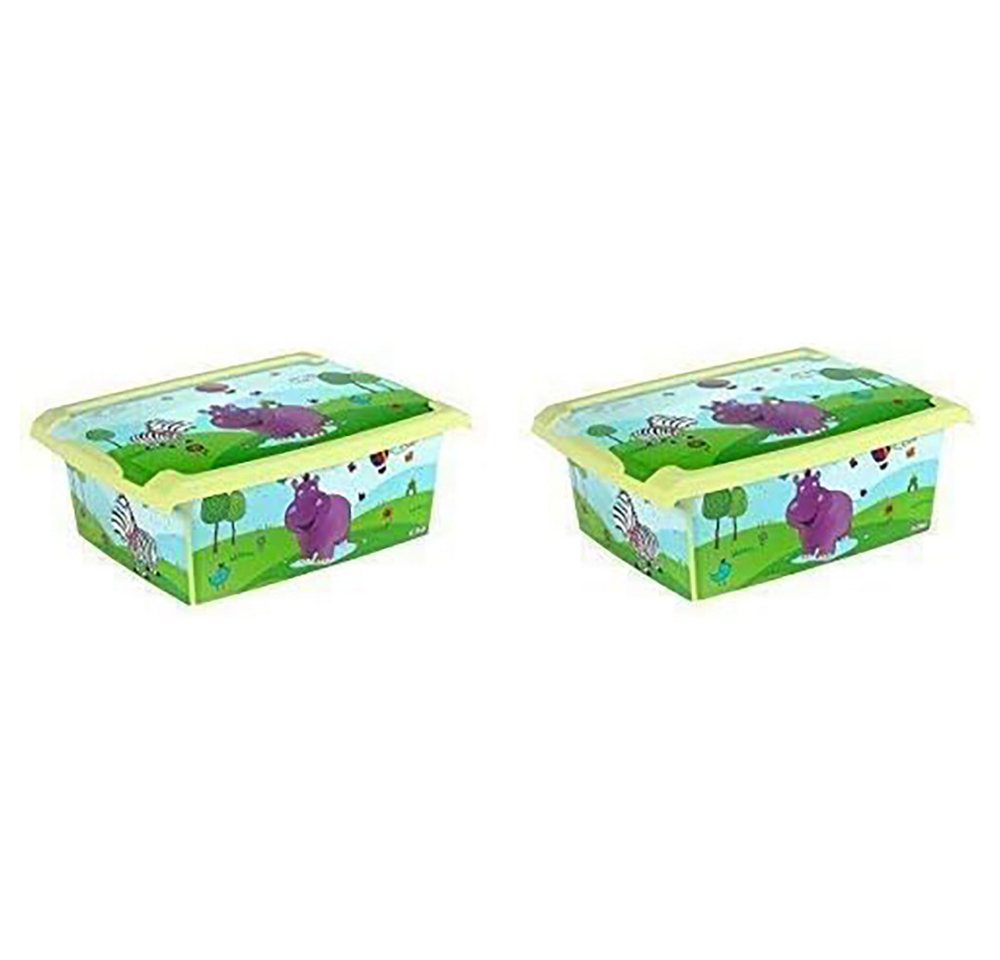 KiNDERWELT Aufbewahrungsbox 2 x Spielzeugbox Box Fashion-Box Hippo 10 L, Mit Deckel von KiNDERWELT