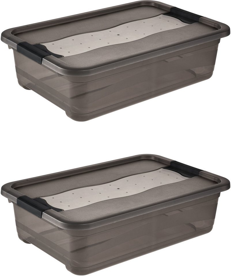 keeeper Aufbewahrungsbox Cornelia, 2er Set, 28 L, 59 x 39 x 19,5 cm (Set, 2 St), durch Clips verschließbar, Griffe am Boden von keeeper
