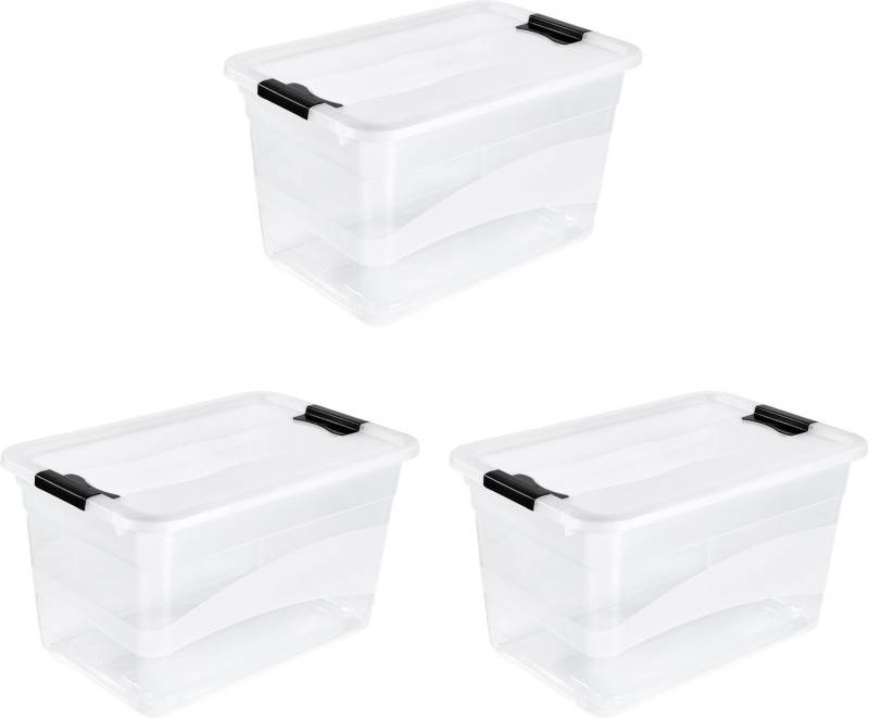 keeeper Aufbewahrungsbox Cornelia, 3er Set, 52 L, 59,5 x 39,5 x 34 cm (Set, 3 St), durch Clips verschließbar, Griffe am Boden von keeeper