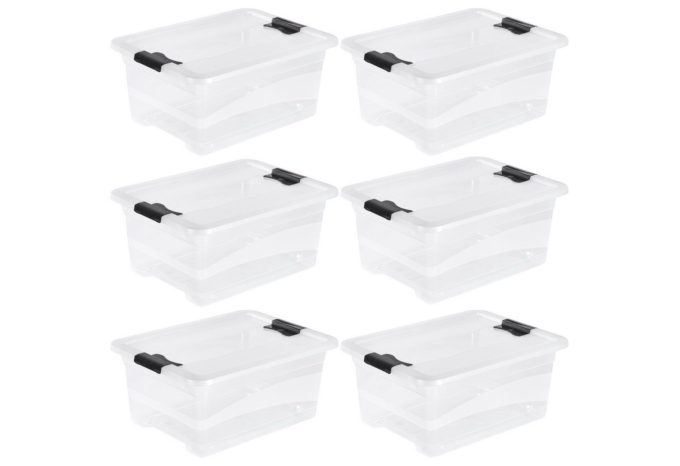 keeeper Aufbewahrungsbox Cornelia, 6er Set, 12 L, 39,5 x 29,5 x 17,5 cm (Set, 6 St), durch Clips verschließbar, Griffe am Boden von keeeper