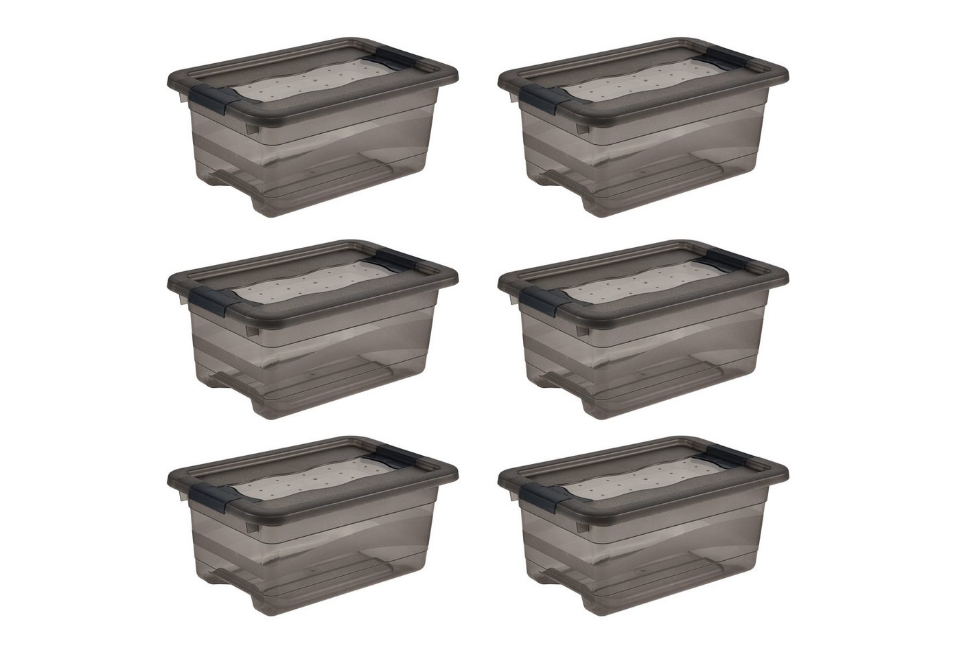 keeeper Aufbewahrungsbox Cornelia, 6er Set, 4 L, 29,5 x 19,5 x 12,5 cm (Set, 6 St), durch Clips verschließbar, Griffe am Boden von keeeper