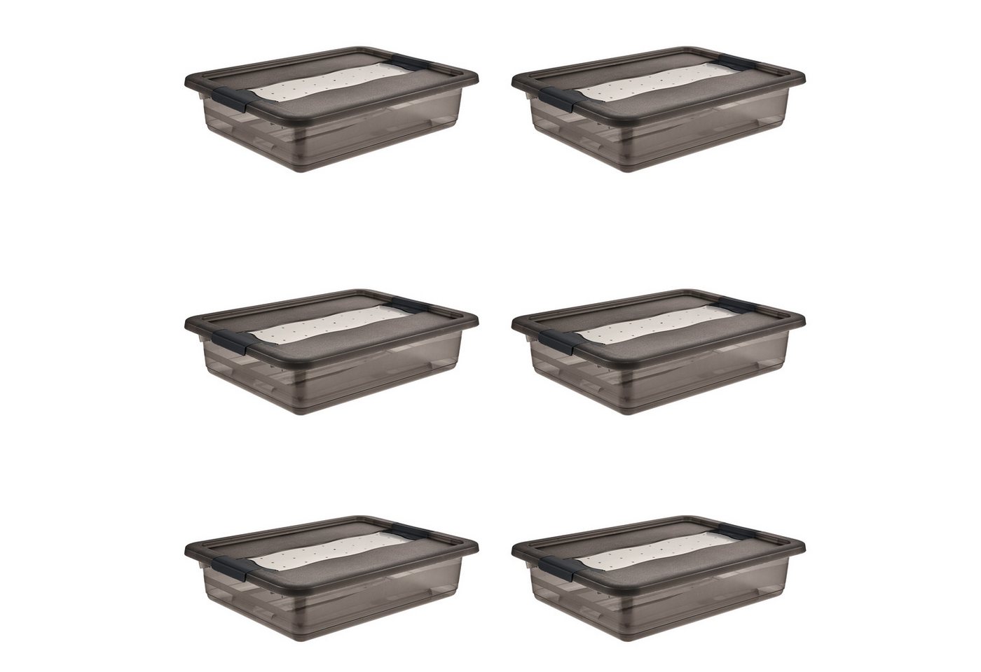 keeeper Aufbewahrungsbox Cornelia, 6er Set, 7 L, 39,5 x 29,5 x 9,5 cm (Set, 6 St), durch Clips verschließbar, Griffe am Boden von keeeper