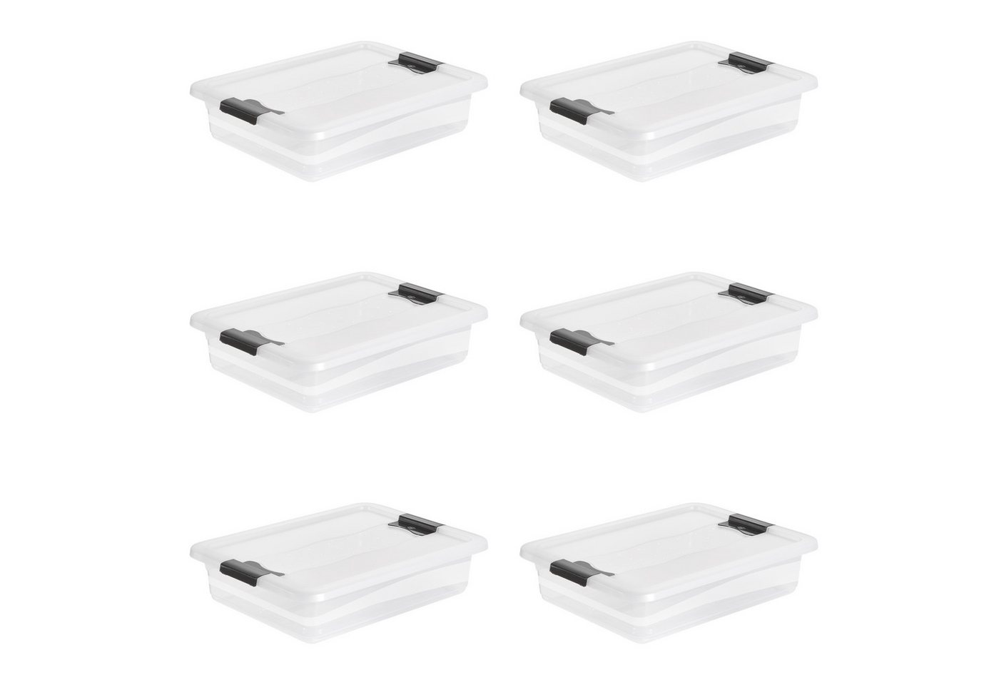 keeeper Aufbewahrungsbox Cornelia, 6er Set, 7 L, 39,5 x 29,5 x 9,5 cm (Set, 6 St), durch Clips verschließbar, Griffe am Boden von keeeper