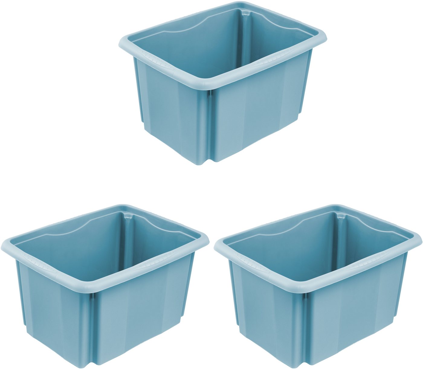 keeeper Aufbewahrungsbox Emil, 3er Set, 15 L, 38 x 28,5 x 20,5 cm (Set, 3 St), ineinander und aufeinander stapelbar von keeeper