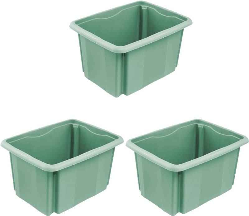 keeeper Aufbewahrungsbox Emil, 3er Set, 15 L, 38 x 28,5 x 20,5 cm (Set, 3 St), ineinander und aufeinander stapelbar von keeeper