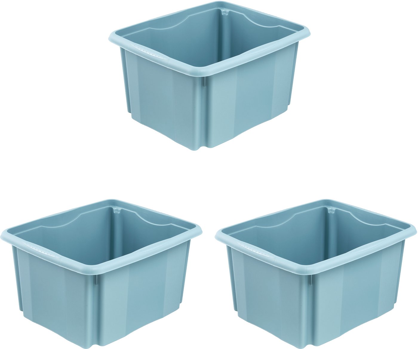 keeeper Aufbewahrungsbox Emil, 3er Set, 24 L, 41 x 34,5 x 22 cm (Set, 3 St), ineinander und aufeinander stapelbar von keeeper