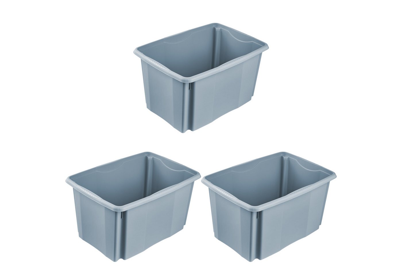 keeeper Aufbewahrungsbox Emil, 3er Set, 45 L, 54,5 x 39 x 29,5 cm (Set, 3 St), ineinander und aufeinander stapelbar von keeeper