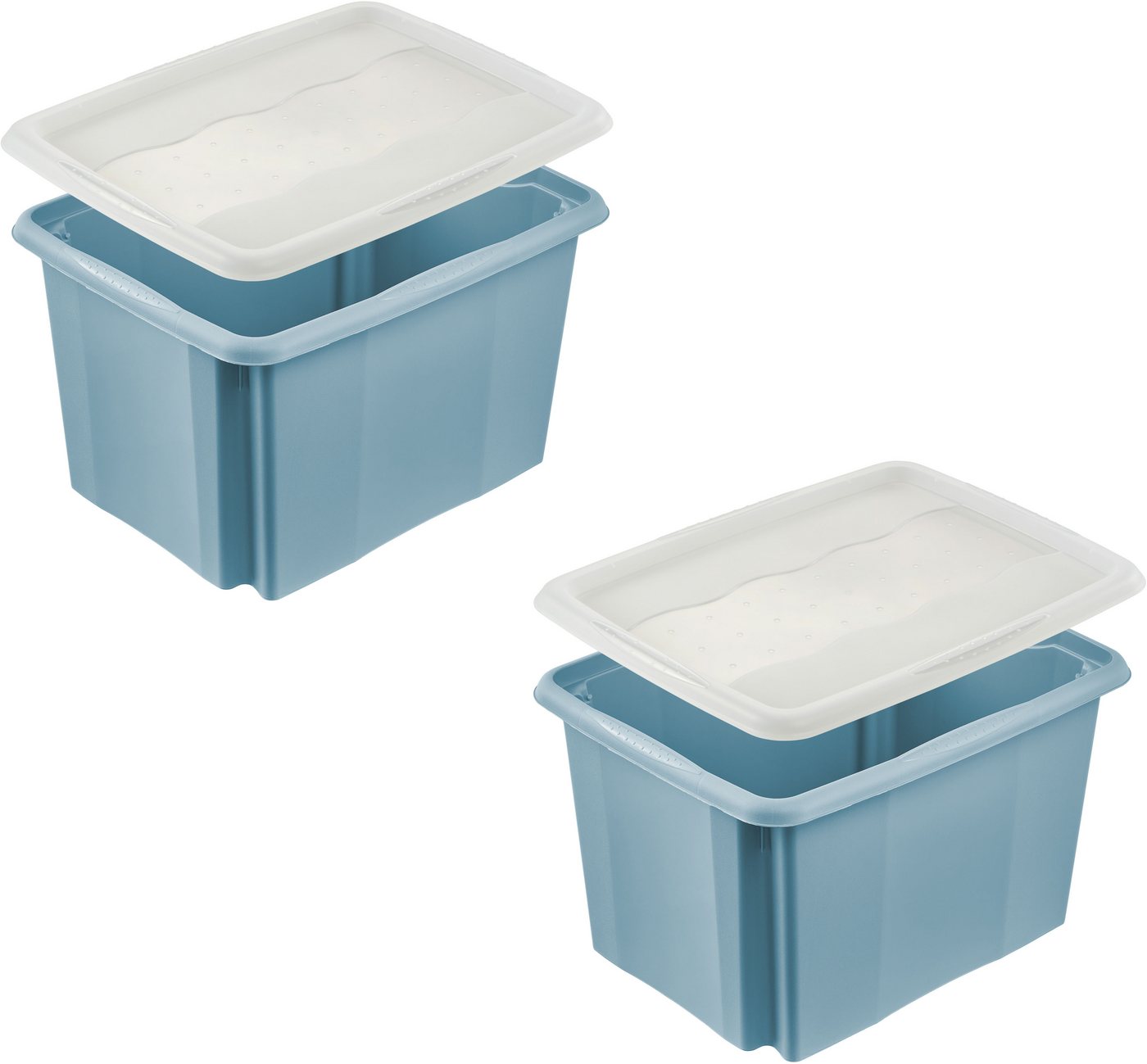 keeeper Aufbewahrungsbox Emil, Box mit Deckel, 2er Set, 30 L, 45 x 35 x 27 cm (Set, 2 St), ineinander und aufeinander stapelbar von keeeper