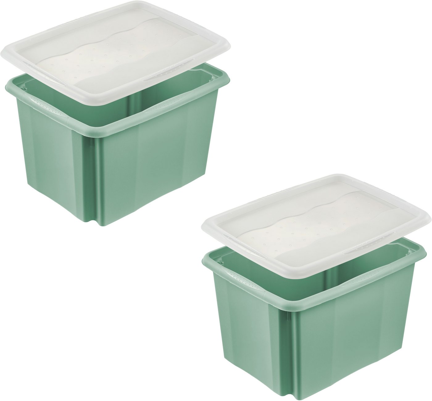 keeeper Aufbewahrungsbox Emil, Box mit Deckel, 2er Set, 30 L, 45 x 35 x 27 cm (Set, 2 St), ineinander und aufeinander stapelbar von keeeper