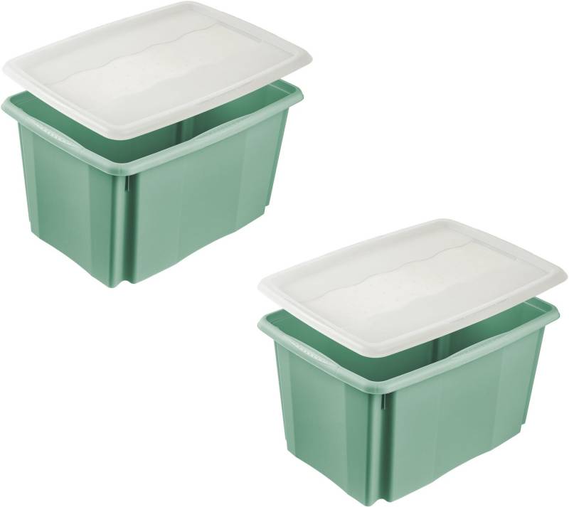 keeeper Aufbewahrungsbox Emil, Box mit Deckel, 2er Set, 45 L, 55,5x40x30 cm (Set, 2 St), ineinander und aufeinander stapelbar von keeeper