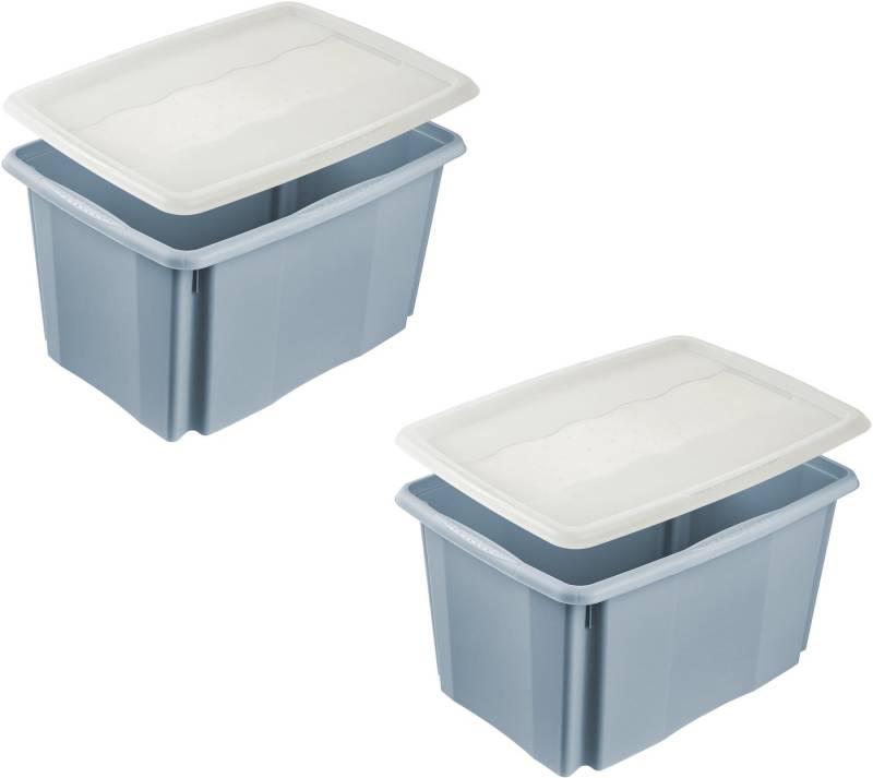 keeeper Aufbewahrungsbox Emil, Box mit Deckel, 2er Set, 45 L, 55,5x40x30 cm (Set, 2 St), ineinander und aufeinander stapelbar von keeeper