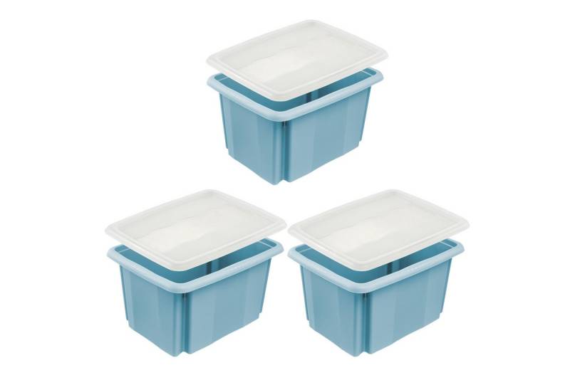 keeeper Aufbewahrungsbox Emil, Box mit Deckel, 3er Set, 15 L, 38 x 28,5 x 20,5 cm (Set, 3 St), ineinander und aufeinander stapelbar von keeeper